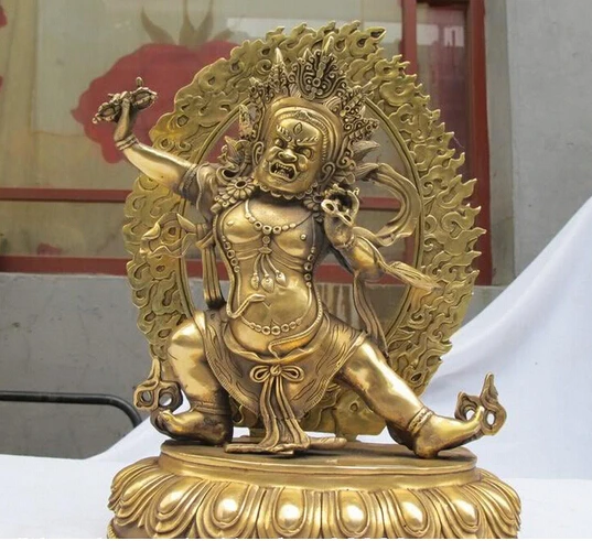 

B0601 50513"Tibet Buddhism Fane pure Brass Vajrapani Mahakala Buddha statue