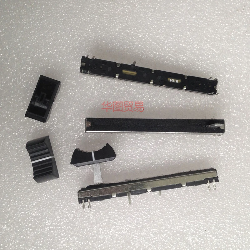 5pcs 75MM Long Black Side Mixer Slide Potentiometer Slider B100K B104 / Two-channel Stereo Fader Can Replace Panasonic Faders |