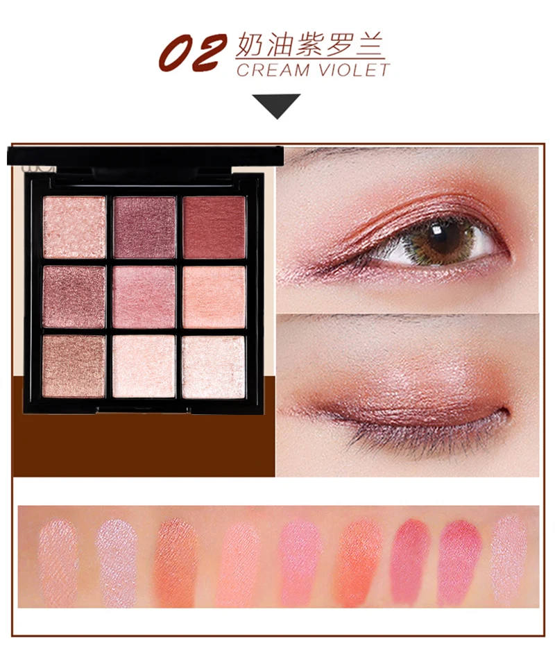 WODWOD Make Up Pallete 9 цветов Палитра теней для век Матовая мерцающая пудра Красные Тени для век Блеск водостойкая косметика