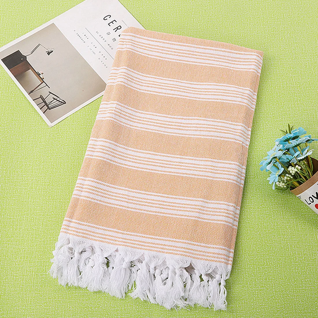 Турецкое стильное модное Полосатое тонкое полотенце для ванны из хлопка пляжное полотенце с кисточками одеяло для пикника коврик гобелен 100*180 см - Цвет: 2