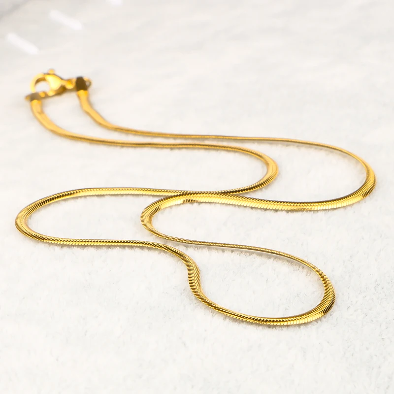 Olowu не выцветает нержавеющая сталь плоская 2 мм змея цепочка на шею для мужчин женщин золотой цвет панк воротник ожерелье s простой дизайн