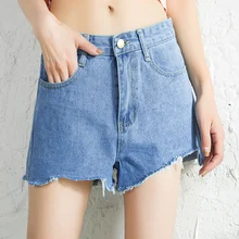 Европейский стиль Для женщин джинсовые винтажные шорты середины талии джинсы с бахромой шорты Street Wear пикантные широкие шорты на лето