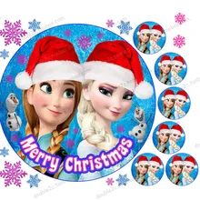 Бумажные вафли для торта принцессы, рождественские украшения для торта принцессы, 7 шт.(1 шт. "+ 6 шт. 2"), съедобные рождественские украшения для торта