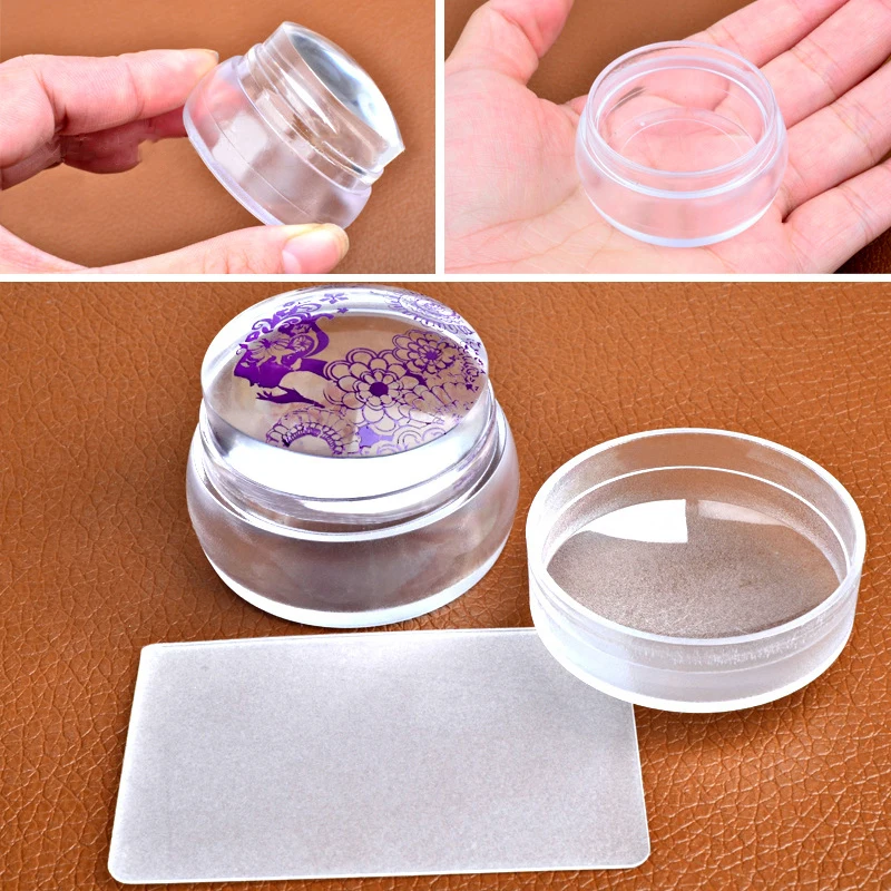 1pc Nail Stamper Clear Silicone Nail Art Stamper Template Scraper ...