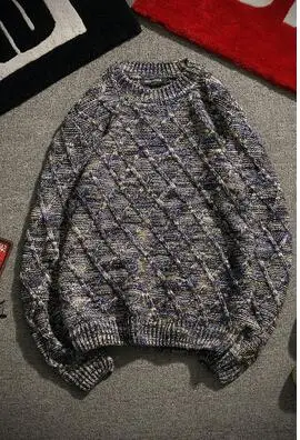 blue M~ 5XL! японский плотный мужской цветной свитер Полный xl Алмазный зимний свитер вязаный мужской жир - Цвет: blue