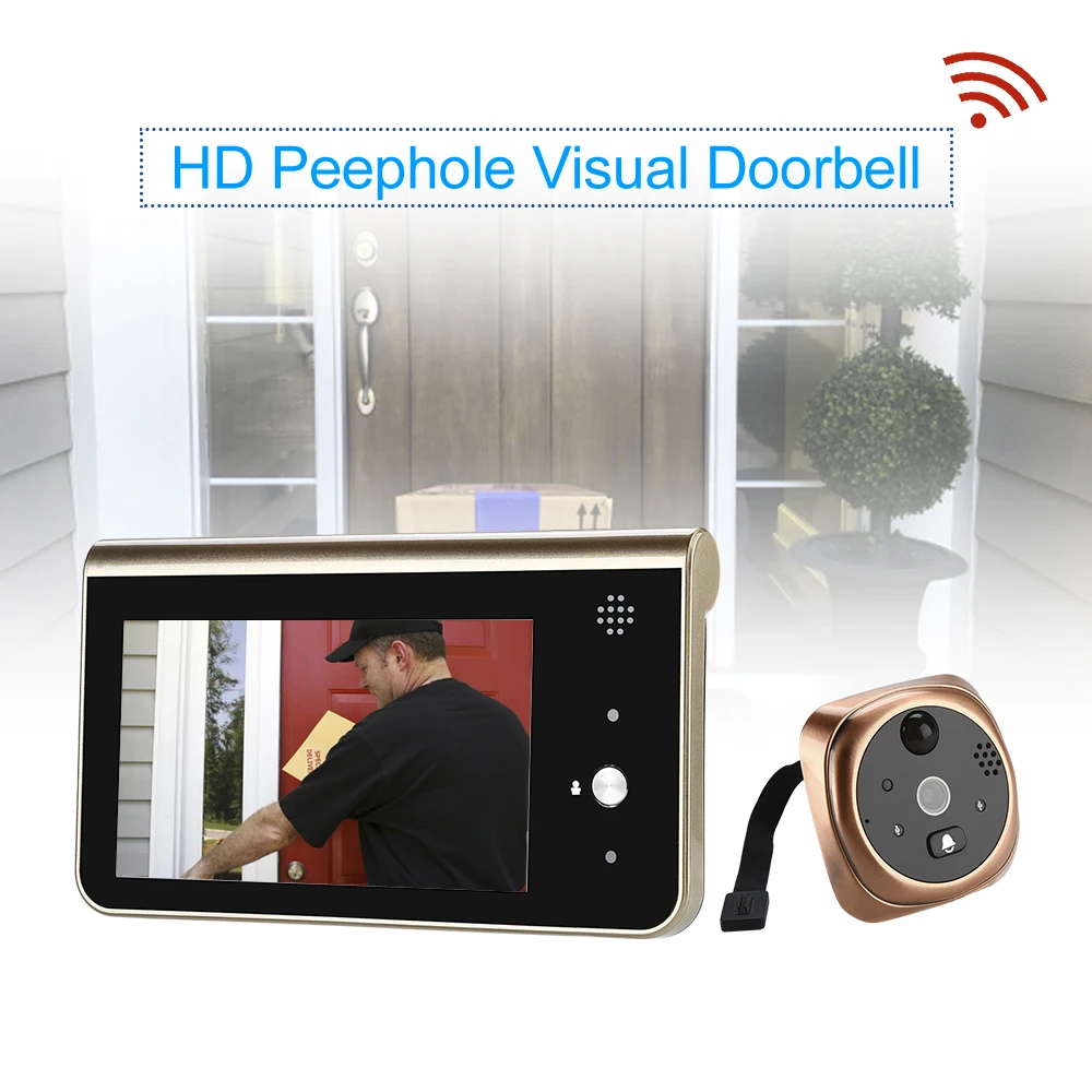Умный 4,3 дюймовый монитор, Wifi, дверной звонок, беспроводное приложение для управления звонками для IOS Andriod, видео глазок для дверного наблюдения, глазок
