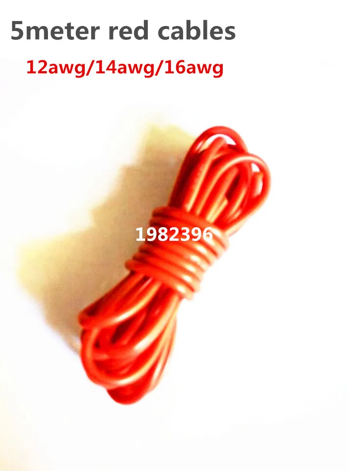 

5meter RED Silicon Wire 12AWG 14AWG 16AWG Heatproof Soft Silicone Silica Gel Wire Cable