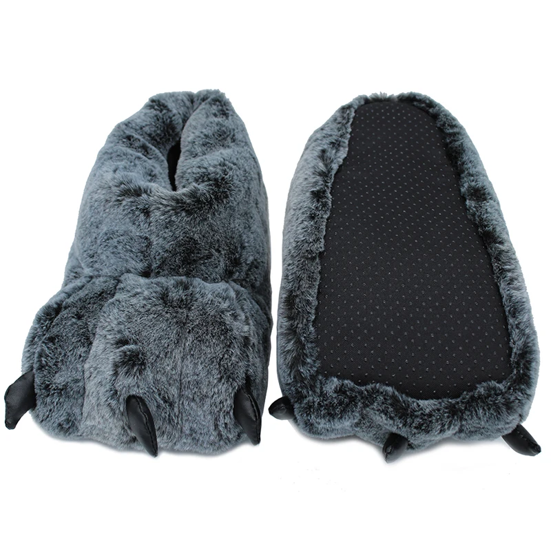 Goedkoop Hoge Kwaliteit Paw Slippers Funny Animal Slippers Vrouwen Winter Monster Claw Pluche Thuis Slipper Mannen Zachte Indoor Vloer Schoenen