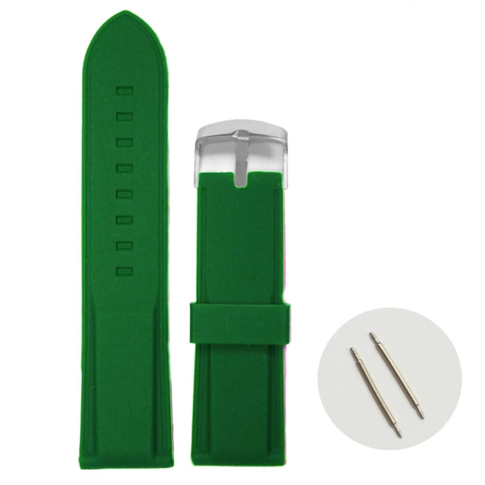 24mm Forrest Green Silicone Jelly Rubber Unisex Watch Band Straps