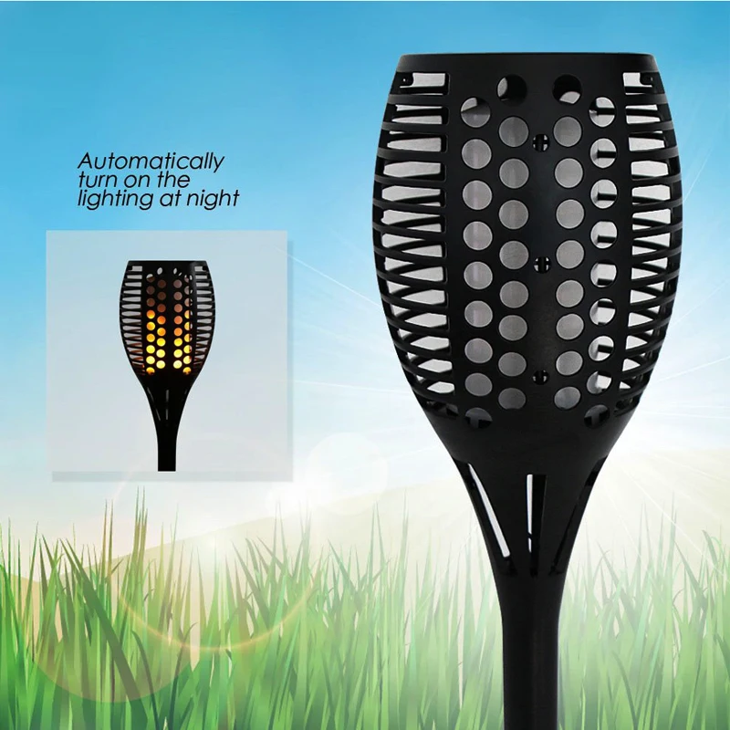 Chiclits Solar LED Flame Lamp Waterproof Flame Lighting 96LED Lights Flame Effect Light Outdoor Fire Light Garden Decoration  (25)