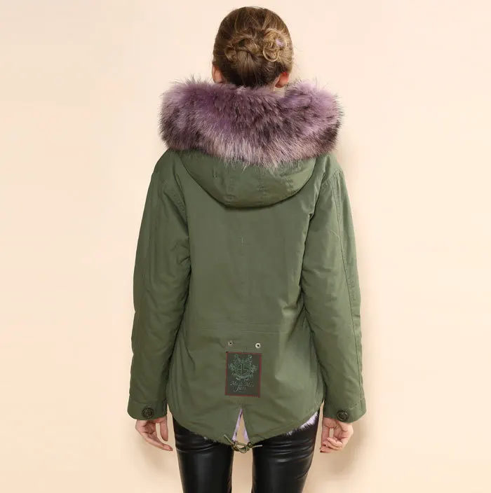 Теплое зимнее пальто женские куртки верхняя одежда из искусственного Меховая подкладка Для женщин Мех животных Куртки парка