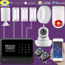 Золотой безопасности G90B Plus WiFi GSM 2G домашняя система охранной сигнализации беспроводной проводной зоны датчик движения с водонепроницаемой стробоскоп сирена