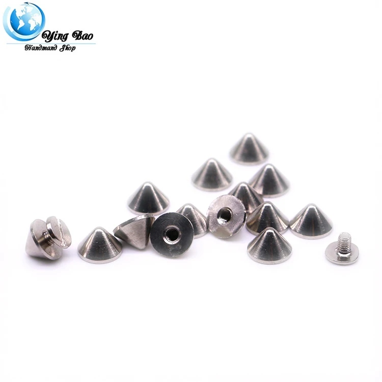 20sets/pack 9.5mm (Diameter), 6mm (Height)  studs spikes for clothing Silver Colors pyramid spikes B-15