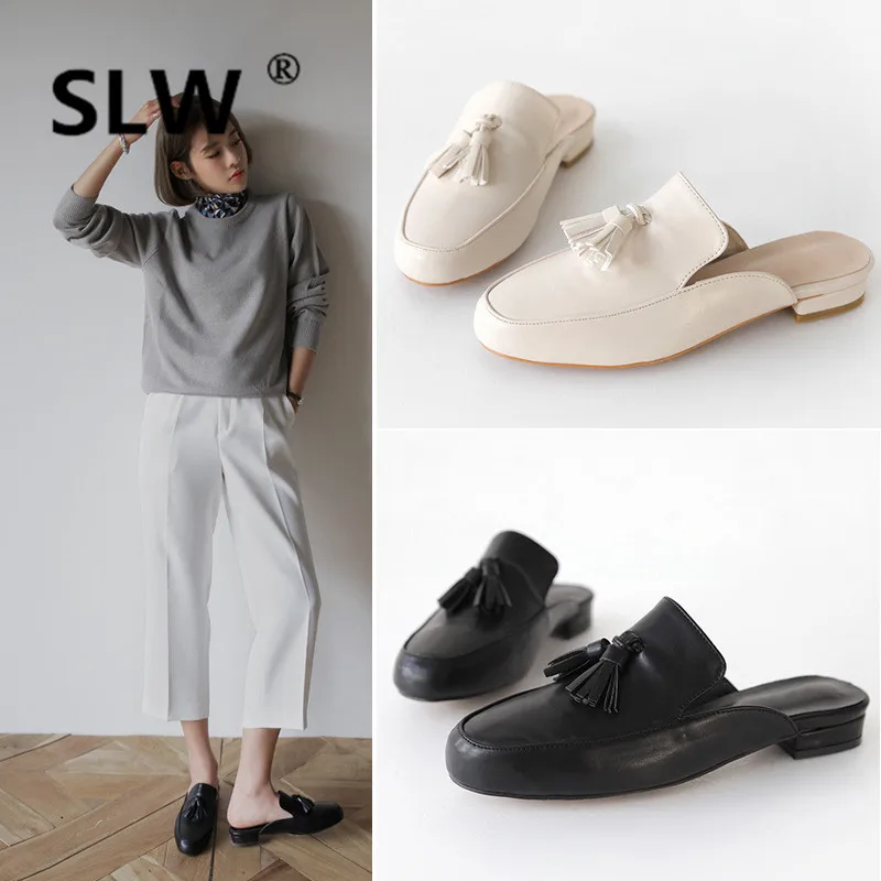 

Wedges loafer platform closed toe PVC High wedge slipper Fringe women Square heel Slides spring mule heels Super creeper