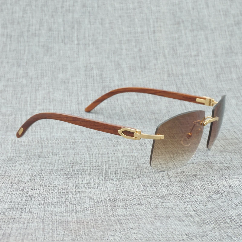 Retro Oversize Natural Wood Sunglasses Men Black White Buffalo Horn Shades Rimless Wooden Eyewear for Driving Club Oculos 705