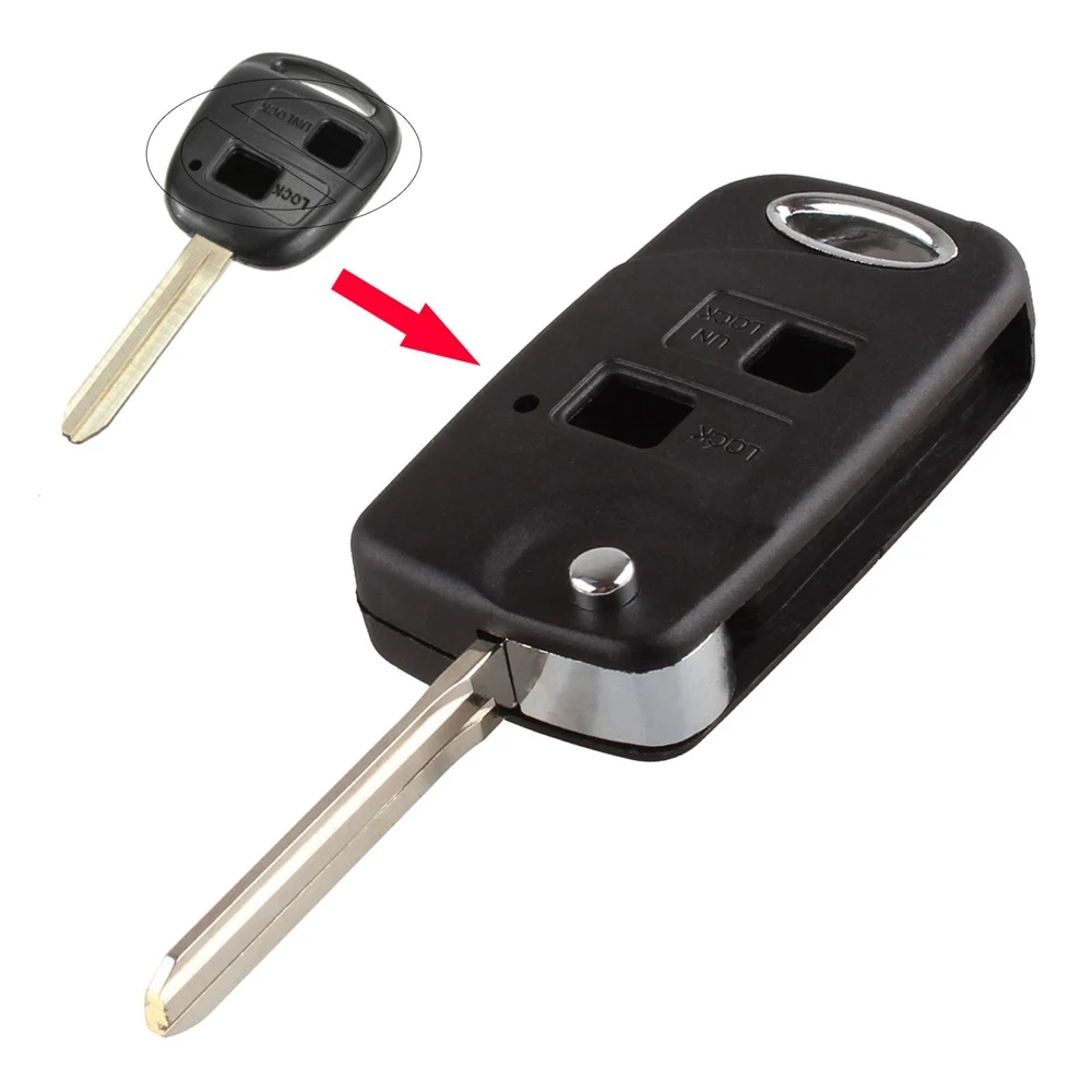 

Replacement Folding Flip Remote Key Shell Cover Case Fob 2 Button For Toyota Corolla Celica Rav 4 Yaris Avensis HIACE PRIUS D05