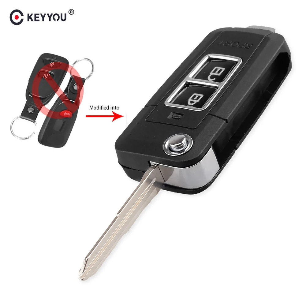 

KEYYOU Modified Car Key Shell For Hyundai Tucson Elantra Santa FE 2+1 Buttons Flip Folding Remote Fob Case