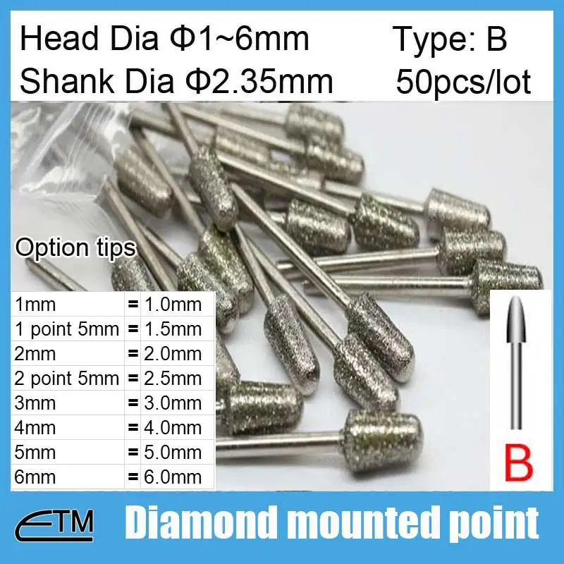 20 штук алмазов установлены точки сфере голову грубая Грит 60 для грубого помола головы 10 ~ 25 мм диаметр хвостовика 6 мм mt036