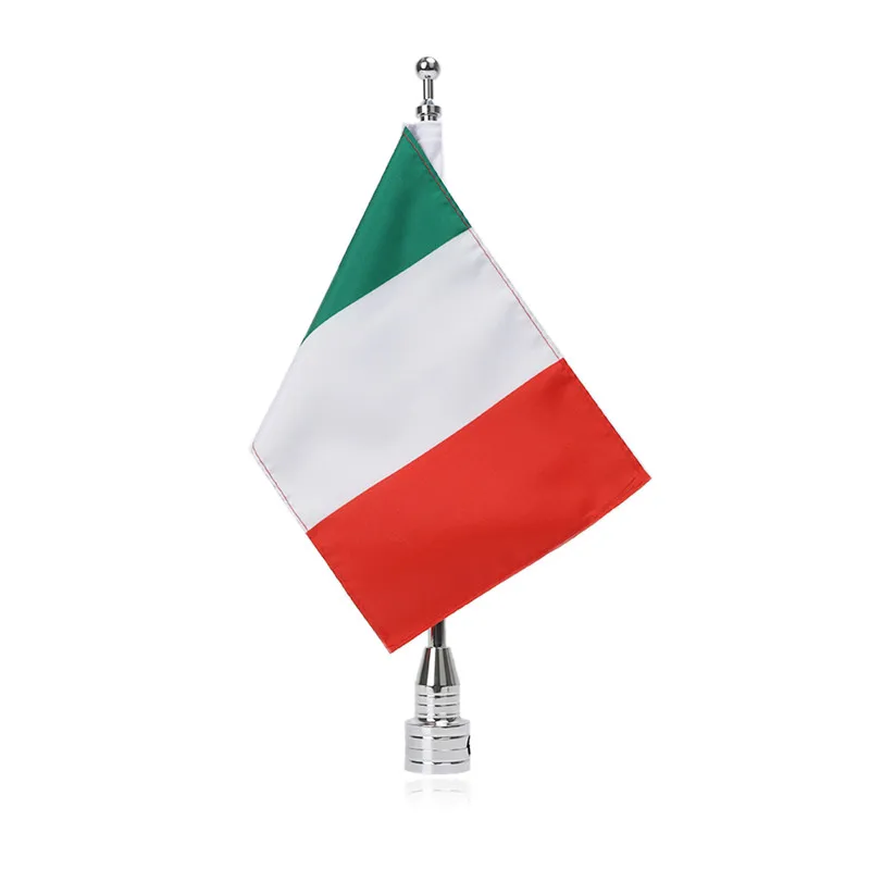 Motorcycle Flag Pole + Italy Flag Banner Aluminum Rear Side Mount Luggage Rack  Decoration 1 (16)