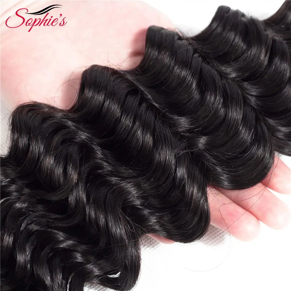 Sophie's Brazilian Hair Weave Bundles Natural Color Deep Wave 1/2/3 Bundles Deal Non-Remy Human Hair Extensions Free Shipping