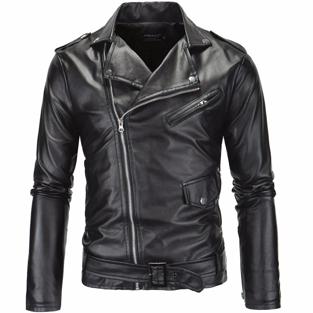 

2018 New Men Punk Locomotive Slim Leather Jacket Coats Spring Autumn Male Casual Clothing British Style Motorcycle Jackets Boys