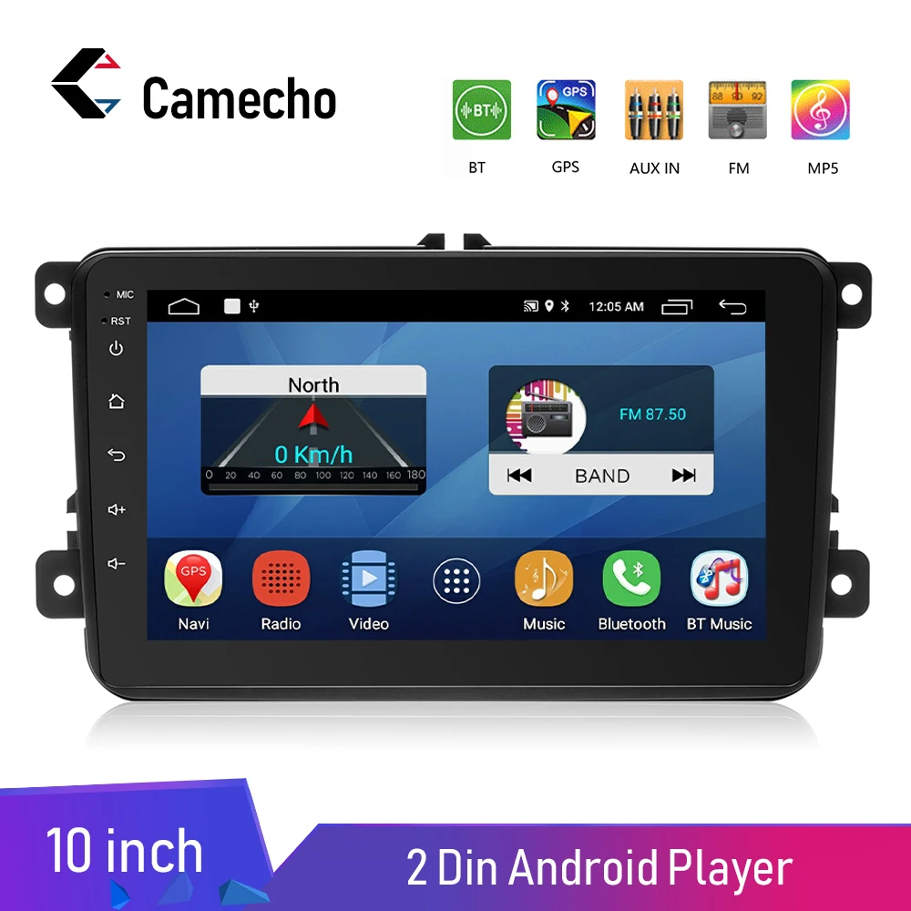 

Camecho Android 8.1 Car Multimedia 2 Din GPS Navigation WiFi Car Radio Stereo BT FM USB Mirro Link For GoLf Caddy Touran Sharan