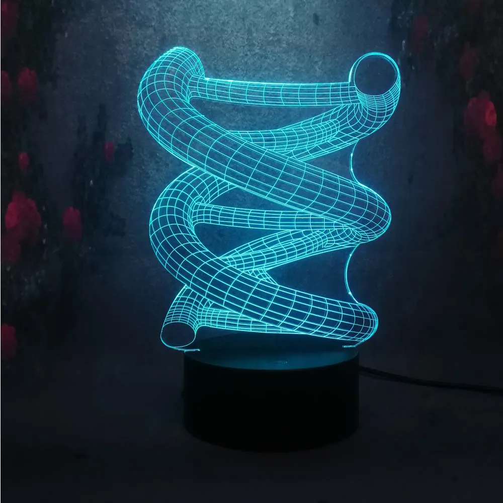 Бесплатная доставка 3D DNA украшение дома лампа Светодиодная Ночная 7 цветов