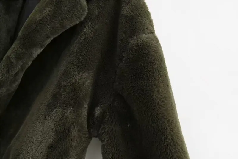Зимнее Новое плотное теплое пальто с искусственным мехом, Длинная женская куртка с искусственным мехом, винтажная элегантная женская куртка с отворотом