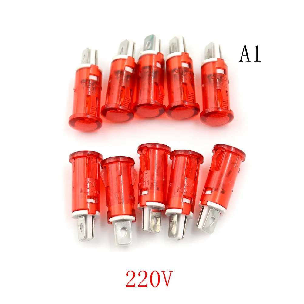 5Pcs 120V 10mm YELLOW Panel Mounting Neon Indication Signal Pilot Light