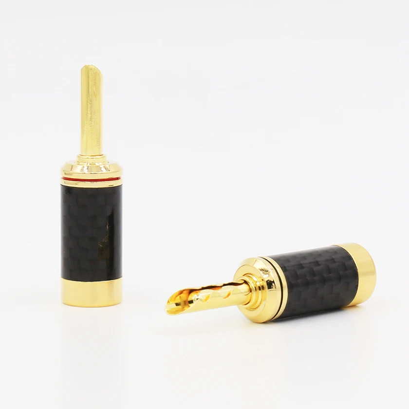 Free shipping 4Pc font b Speaker b font Cable Banana Plug Gold Plated Carbon Fiber Terminal