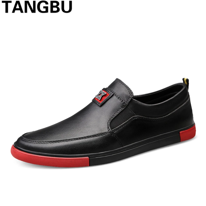 

Brand Genuine Leather Men Sneakers Slip On Breathable Non-Slip Casual Trainers Shoes Men Fashion Skateboarding Shoes Size 37-45