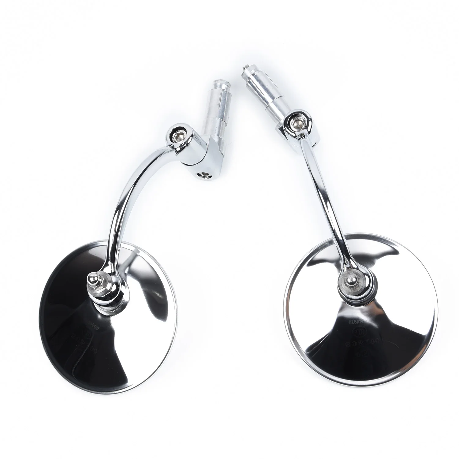 

For Cafe Mirrors CNC Aluminum Rearview Clear Chrome Round End Side Adjustable 1 Pair Bar Racer Hot Sale
