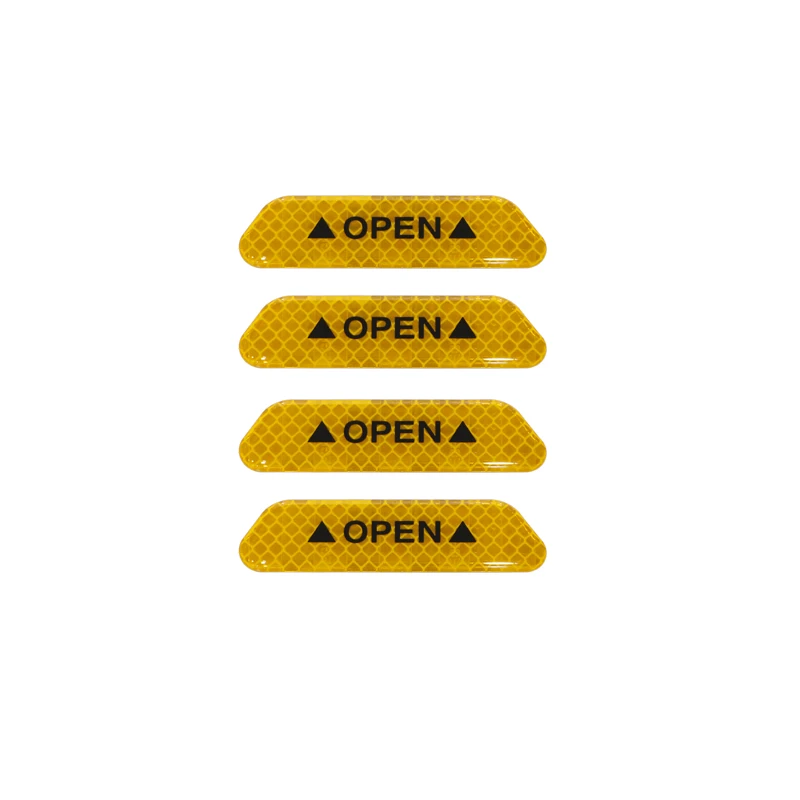 Yellow-4 Pcs Автомобильный предупреждающий светоотражающий стикер, знак безопасности двери, декоративные светоотражающие полосы, автомобильный Стайлинг для smart 450 451 453 fortwo forfour - Название цвета: Yellow-4 Pcs