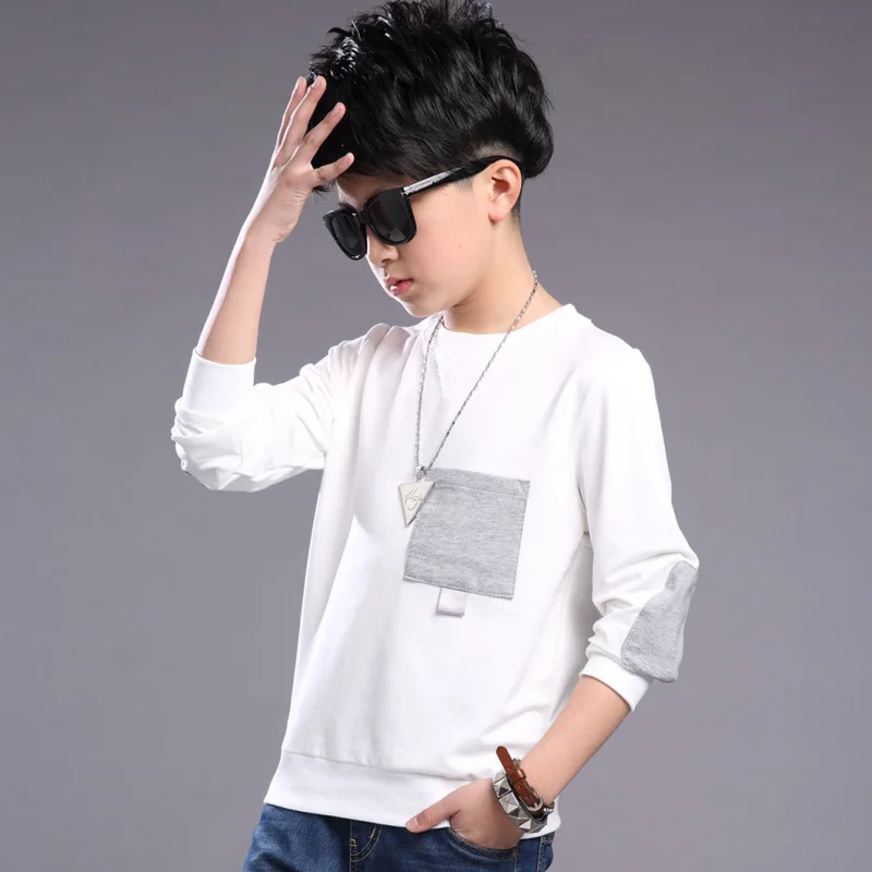

Back To School Outfits Kids T-shirts 2018 Fashion Cotton Casual Boys Long Sleeve T-shirts For Boys Children Clothing 10 12 Years