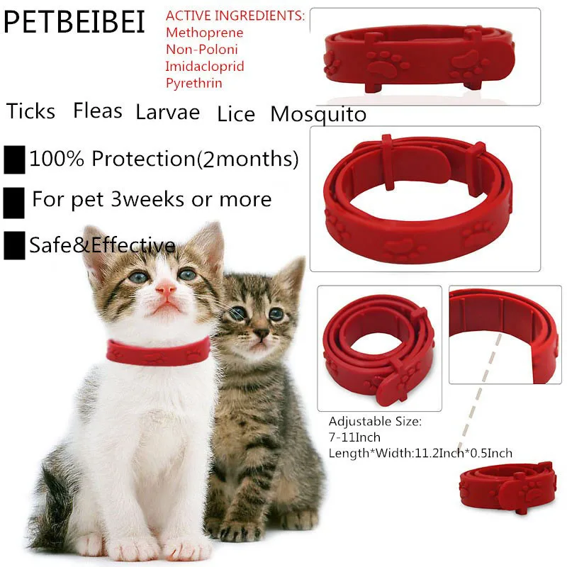 

50pcs/lot PETBEIBEI cat flea collars to anti-lice ticks flea circle worming dogs and cats lap cat collar dog collar