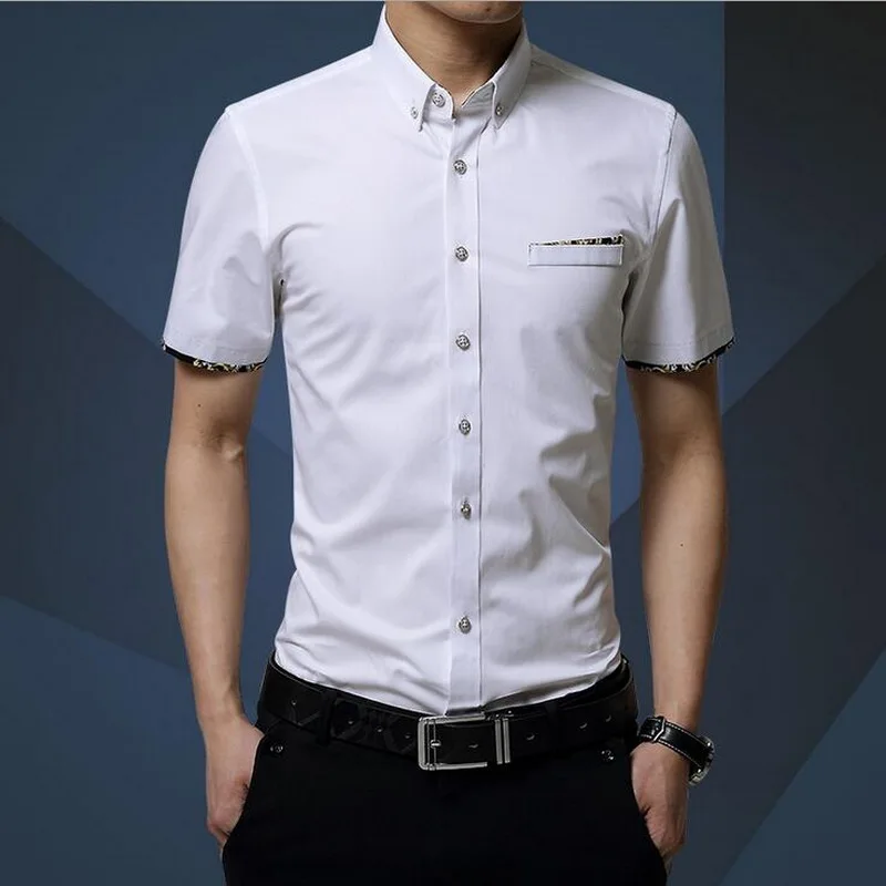 

VXO 2019 New Men Shirts Business Long Sleeve Turn-down Collar 100% Cotton Male Shirt Slim Fit Popular Designs shirt