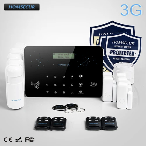

HOMSECUR Wireless&Wired LCD 3G/GSM/PSTN SMS Autodial Home Security Alarm System LC03-3G