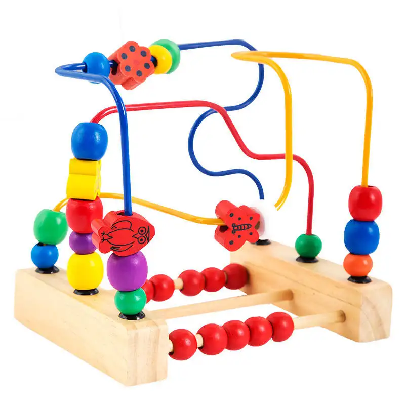 Wood bead toys third line flowers and birds around the beads frame baby