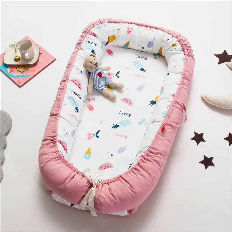 Нордическая хлопковая люлька дышащая детская люлька бампер складной спальное место для новорожденного путешествия кровать 15 цветов 90*50 переносная детская кровать-гнездо