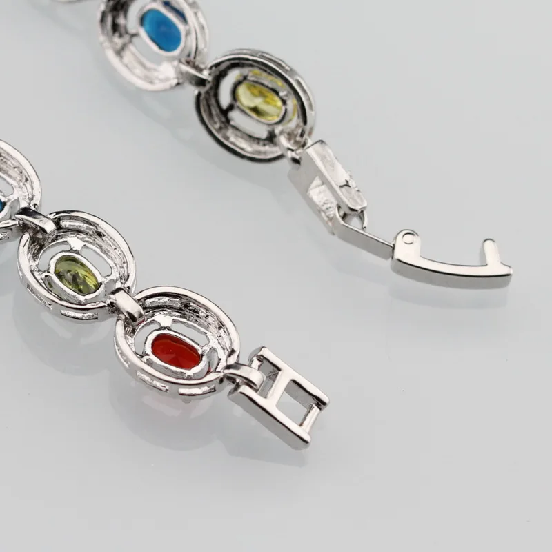Великолепные цветные разноцветные драгоценные камни 925 пробы Серебряный браслет для здоровья модные ювелирные изделия для женщин шкатулка для ювелирных изделий SL150