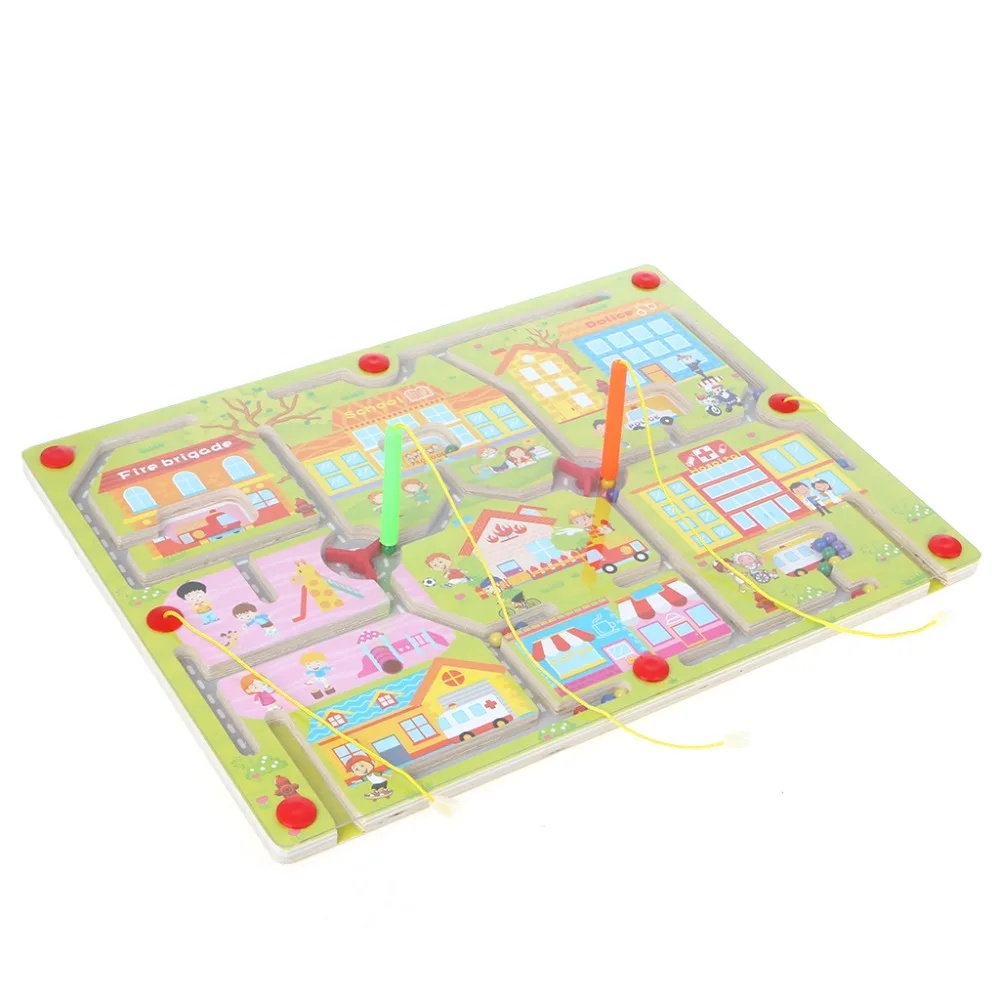 

Wood Cartoon Maze Puzzle Magnetic Pen Kids Early Learn Baby Educational Intelligence Development Exercising Tool Birthday Gift