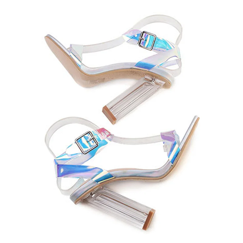Модная женская обувь женские туфли-лодочки женские сандалии ПВХ Ясный Прозрачный обувь сандалии с пряжками Женская обувь на высоком каблуке