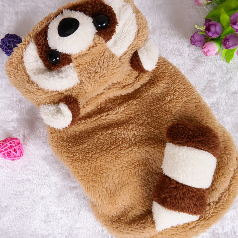 Cute Raccoon Dog Clothes Winter Funny Cosplay Clothing for Dog Yorkies