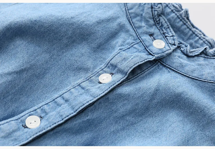 2018 Spring Autumn Children'S Clothing American Style Crew Neck Long Sleeve Baby Kids Princess Girl Denim Lace Patchwork Dress (10)