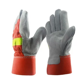 

Leather Fire Protective Gloves Anti-fire Equipment Heat-Resistant Fire Proof Flame-retardant Reflective Strap Welding Gloves