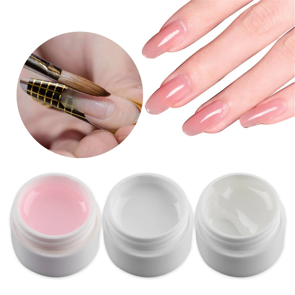 Beauty Nail Art розовый, белый, прозрачный, 3 цвета, УФ-гель для наращивания, французский Быстросохнущий гель для ногтей, желе для наращивания ногтей, укрепляющий клей