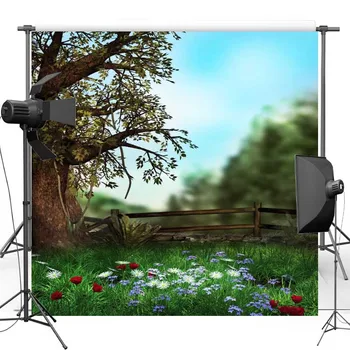 

Flower Lawn Vinyl Cloth Photography Background For Wedding Tree New Fabric Flannel Backdrops for Children photo studio F1078
