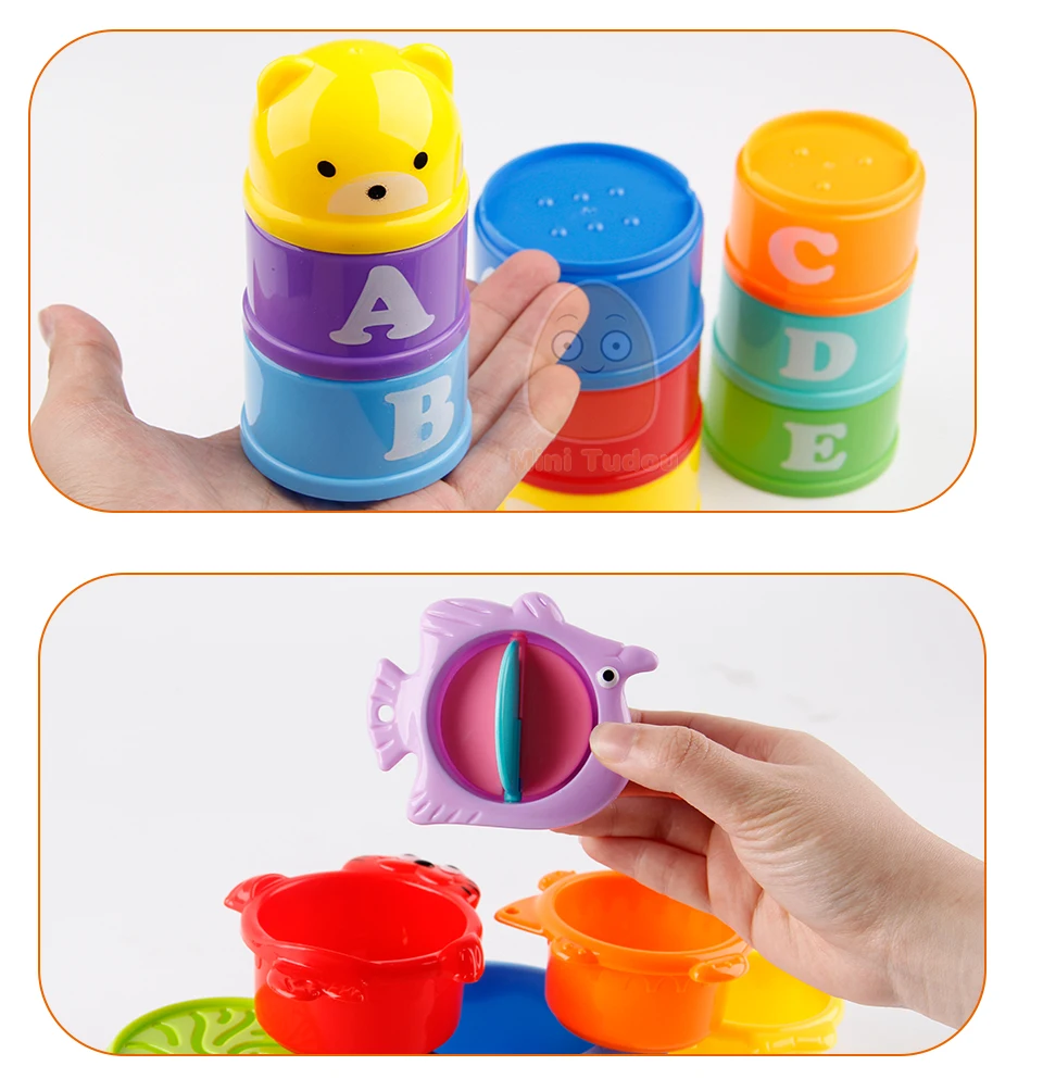 Развивающие игрушки для малышей, складные фигурки цветов радуги, забавная головоломка, сваи, складные чашки, игрушки с буквами, детские водные игрушки