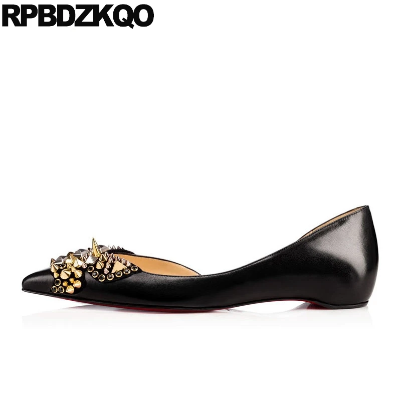 

Slip On 2018 Summer Women Dress Shoes Hidden Stud Elevator Metal Party Designer Height Increasing Pointed Toe Flats Rivet