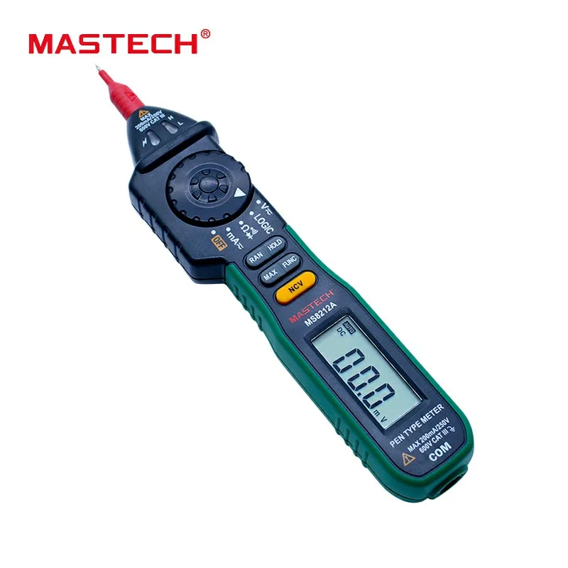 MASTECH MS8212A цифровой Ручка Тип мультиметр Бесконтактный напряжение AC DC Напряжение Ток Тестер Multimetro тестер диодный детектор